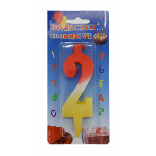 Lumânare cifra 2 Tricolor